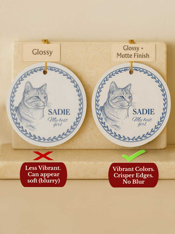 Cat Ornament – Blue Line Art Portrait