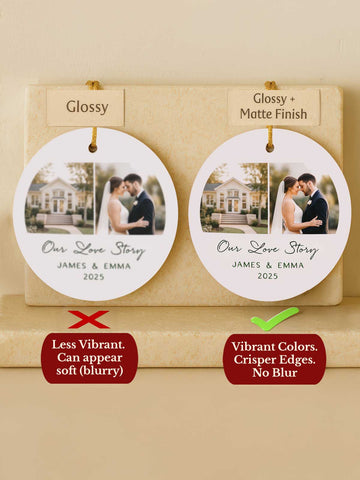 Wedding Ornament – Our Love Story (2-Photo, Circle)