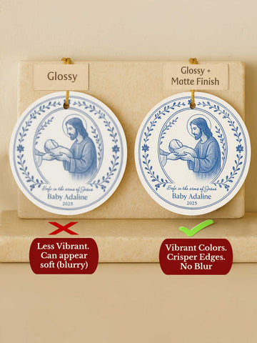 Baby Memorial Ornament – Toile Laurel Cross