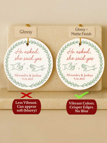 Engagement Ornament – Ring Icons & Laurel (Circle)