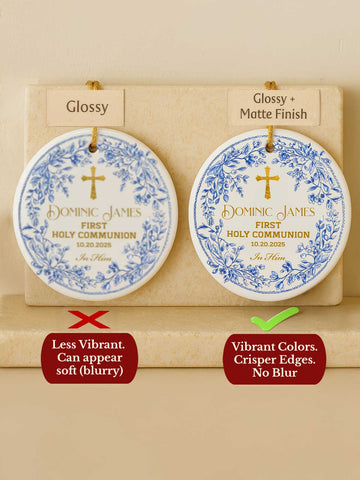 First Communion Ornament – Blue Floral Wreath