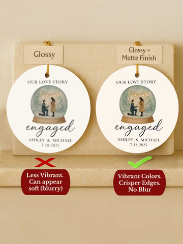 Engagement Ornament – Snow-Globe Watercolor (Circle)