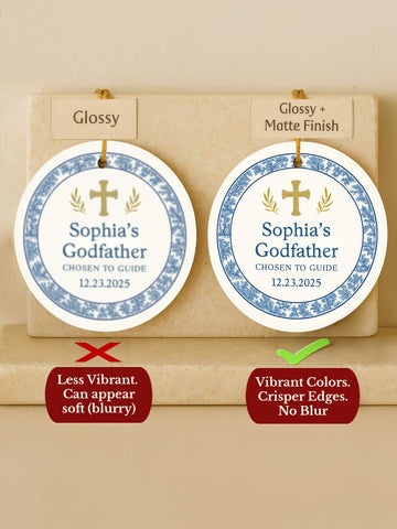 Godfather Ornament – Laurel Cross (Name & Date)
