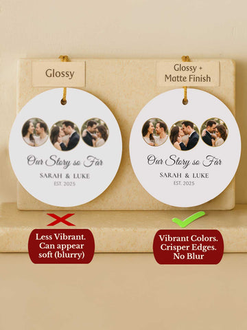Couples Ornament – Our Story So Far (3-Photo Circle)