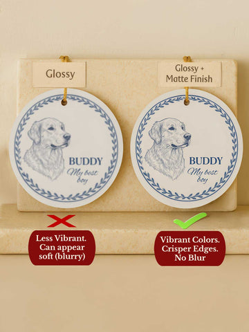 Golden Retriever Ornament – Blue Line Art Portrait