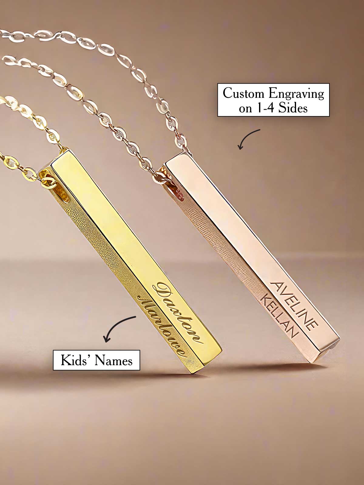 a couple of necklaces that have names on them