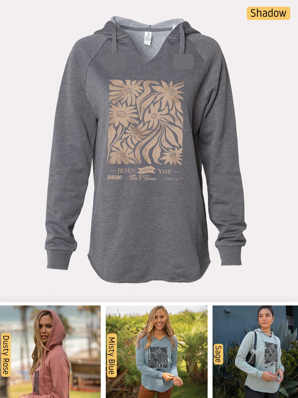 a women's hoodie with a picture of a woman wearing a hoodie