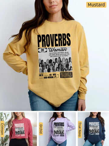 She is Clothed in Strength - Proverbs 31 Woman - Medium-weight, Unisex Longsleeve T-Shirt