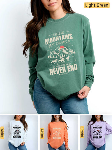 Mountains may Crumble, My Love Endures Forever - Isaiah 54:10 - Medium-weight, Unisex Longsleeve T-Shirt