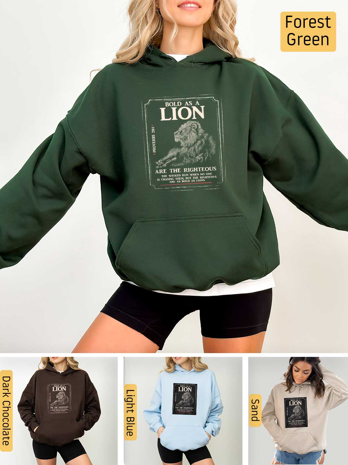 a woman wearing a lion sweatshirt and shorts