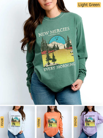 His Mercies are New Every Morning - Lamentations 3:22-23 - Medium-weight, Unisex Longsleeve T-Shirt