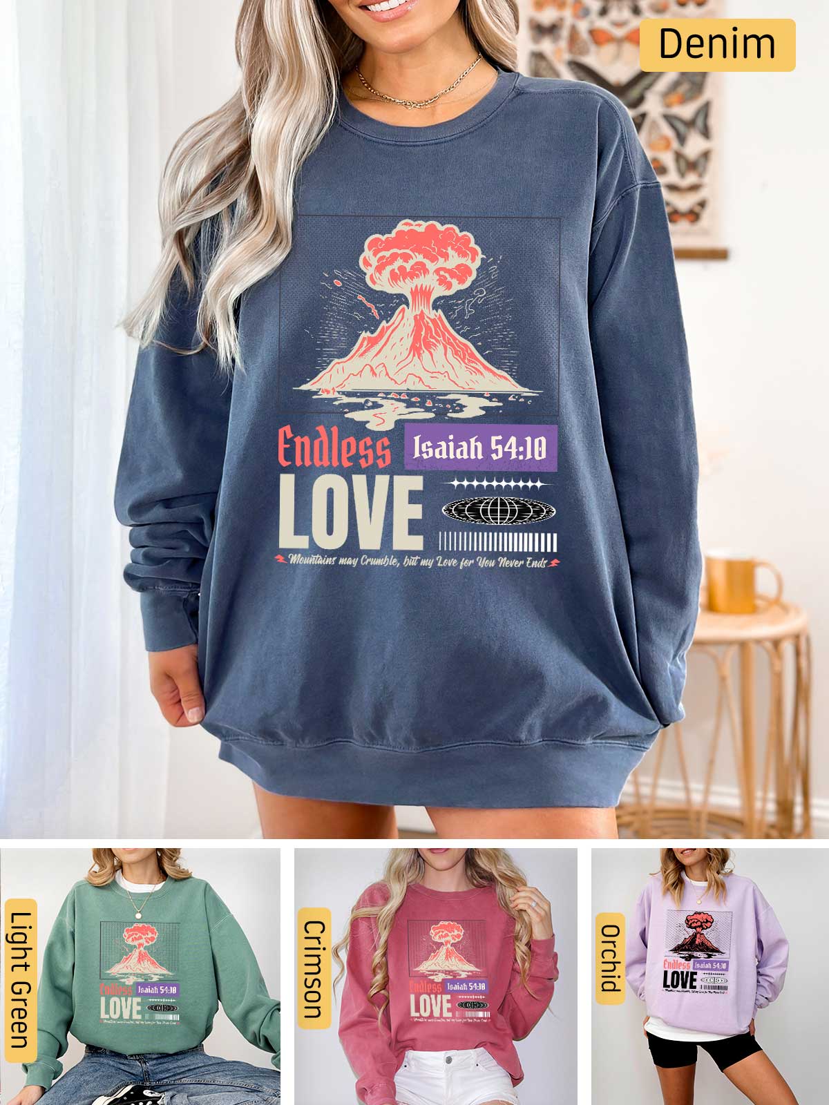 a woman wearing a sweatshirt with the words love on it