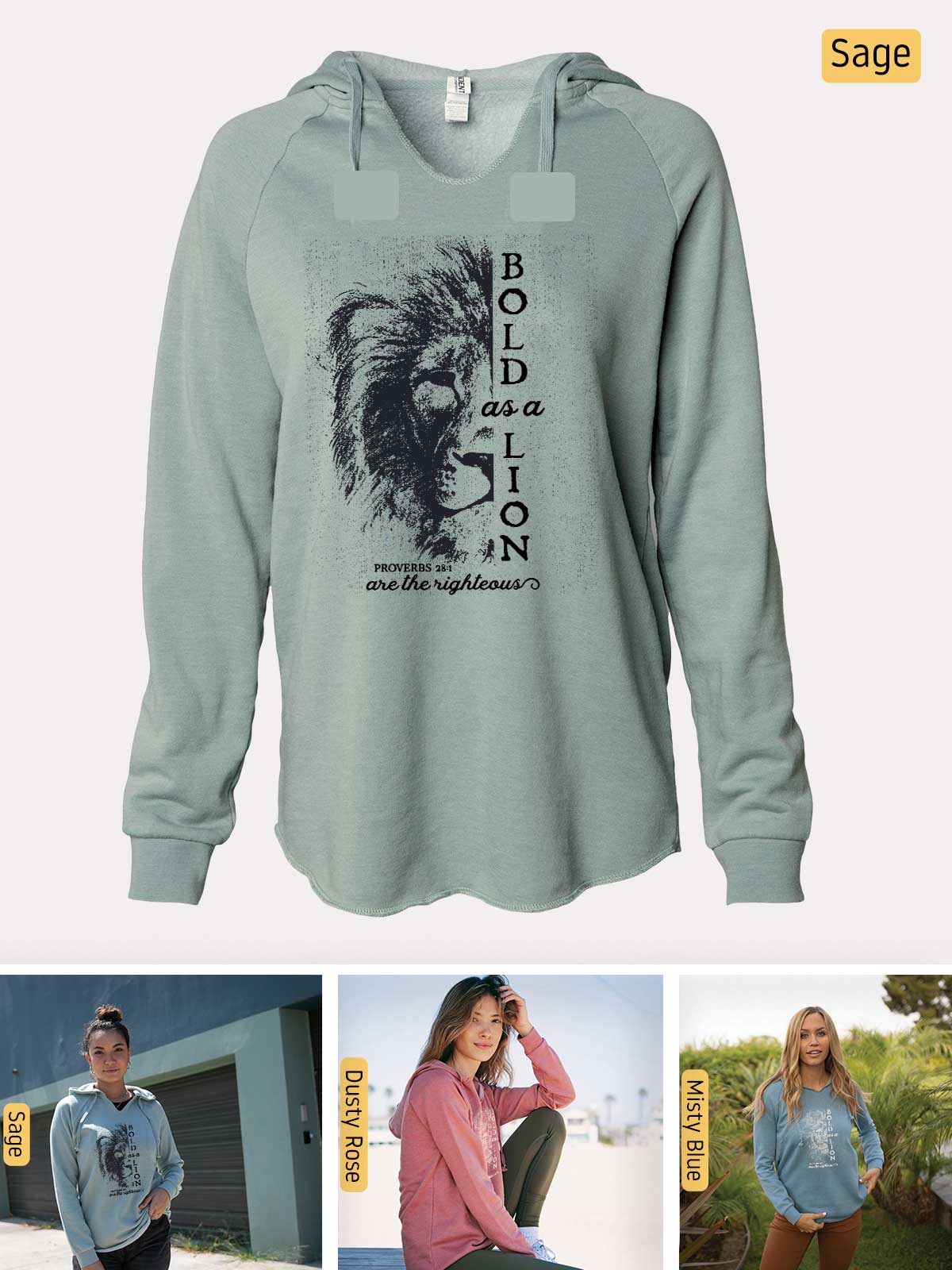 a women's sweatshirt with a lion on it