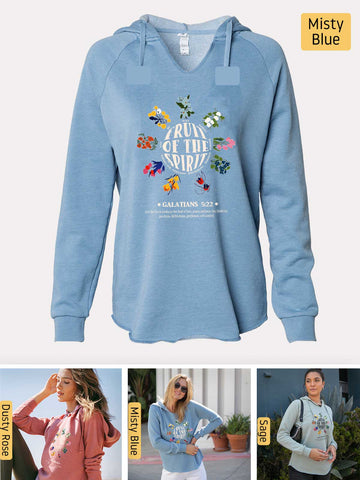 Fruits of the Spirit - Galatians 5:22-23 - Lightweight, Cali Wave-washed Women's Hooded Sweatshirt