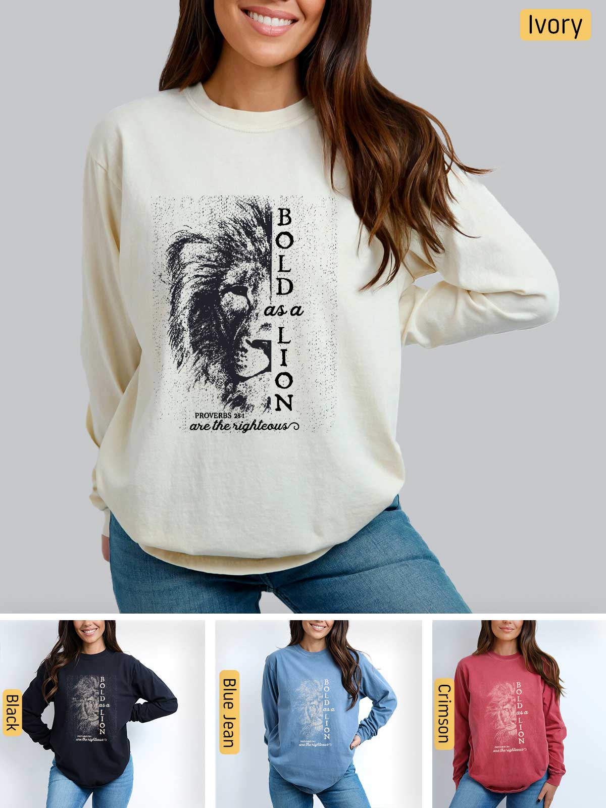 a woman wearing a sweatshirt with a lion on it