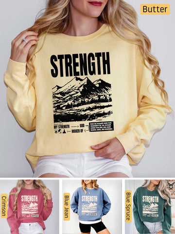 Strength, I Lift My Eyes to the Mountains - Psalm 121: 1-2 - Medium-heavyweight, Unisex Sweatshirt