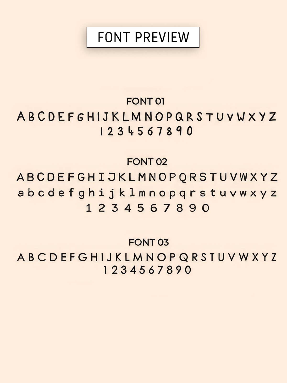 the font and numbers of a font and number line