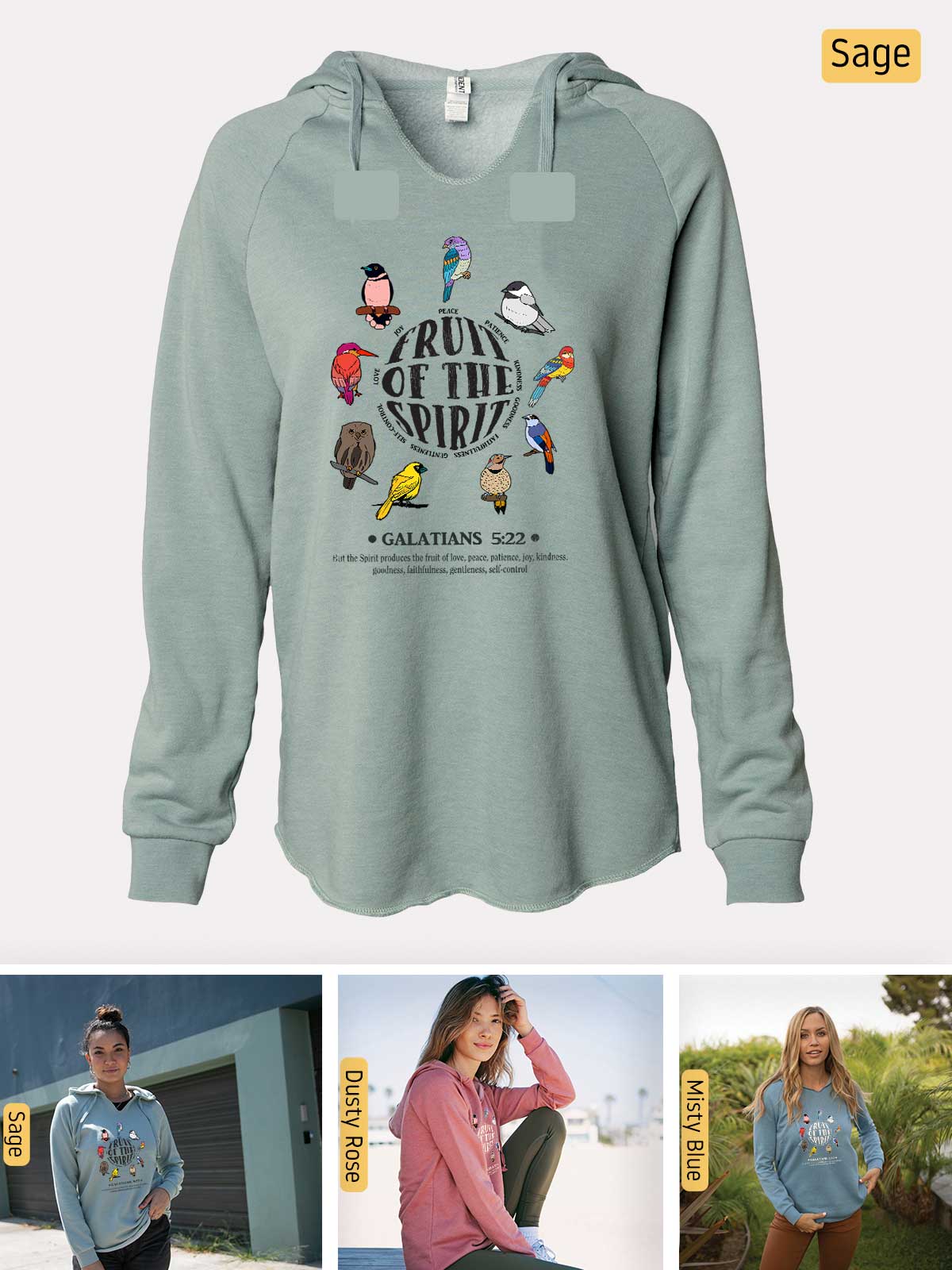 a women's sweatshirt with a picture of a woman sitting on a bench