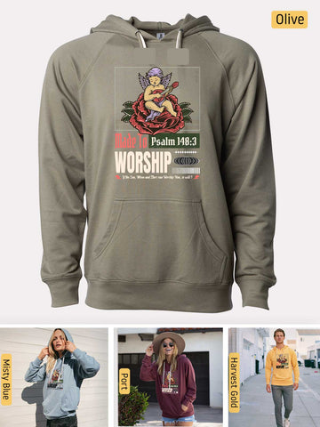 Made to Worship - Psalm 148:3 - Lightweight, Unisex, Slim-Fit, Terry Loopback Hoodie