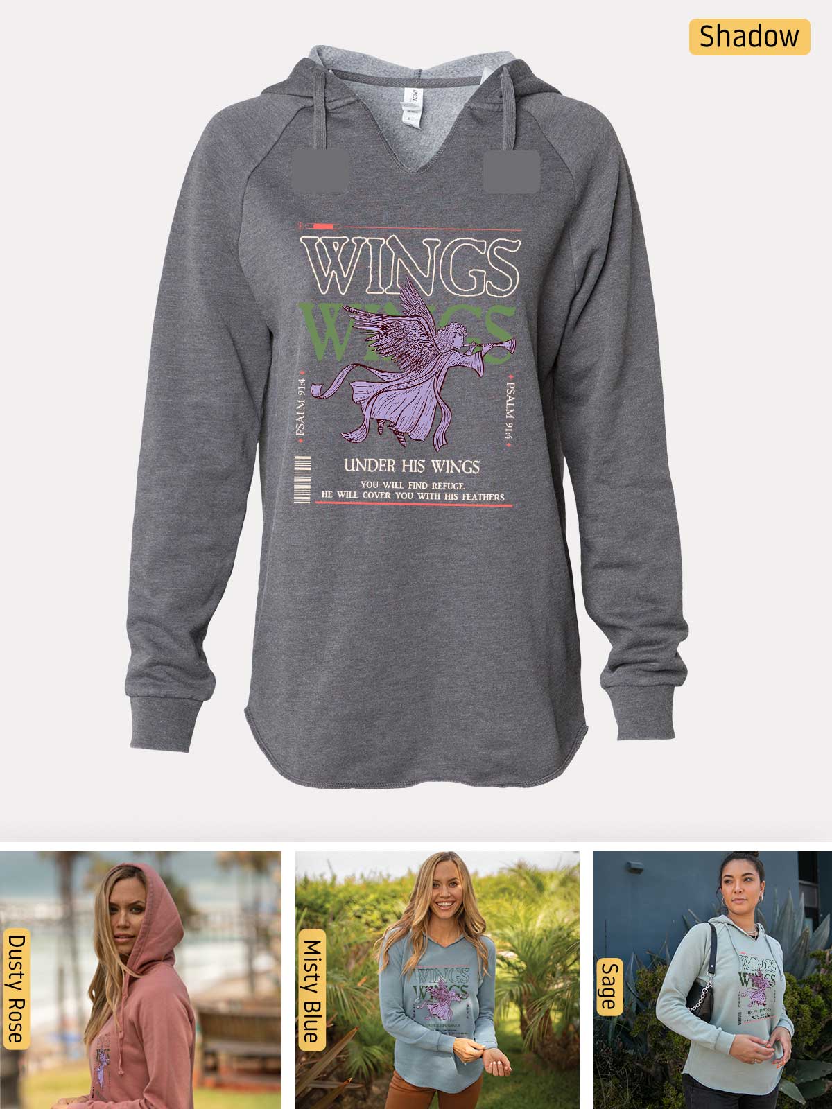 a women's sweatshirt with the words wings on it