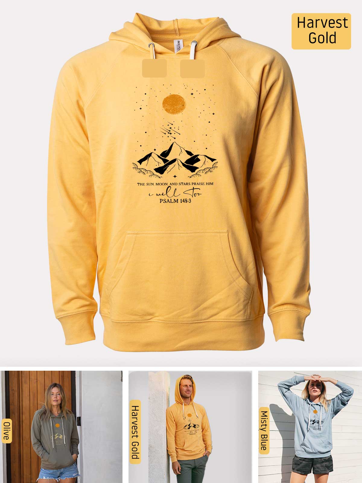 a yellow hoodie with a picture of two birds on it