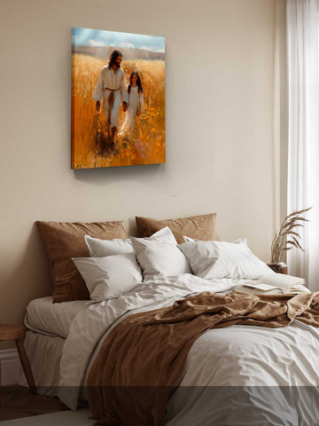 Christ Walking with a Girl in the Wheat Field