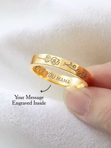 1-5 Birth Flowers Ring - Personalized Floral Band for Mom or Grandmom