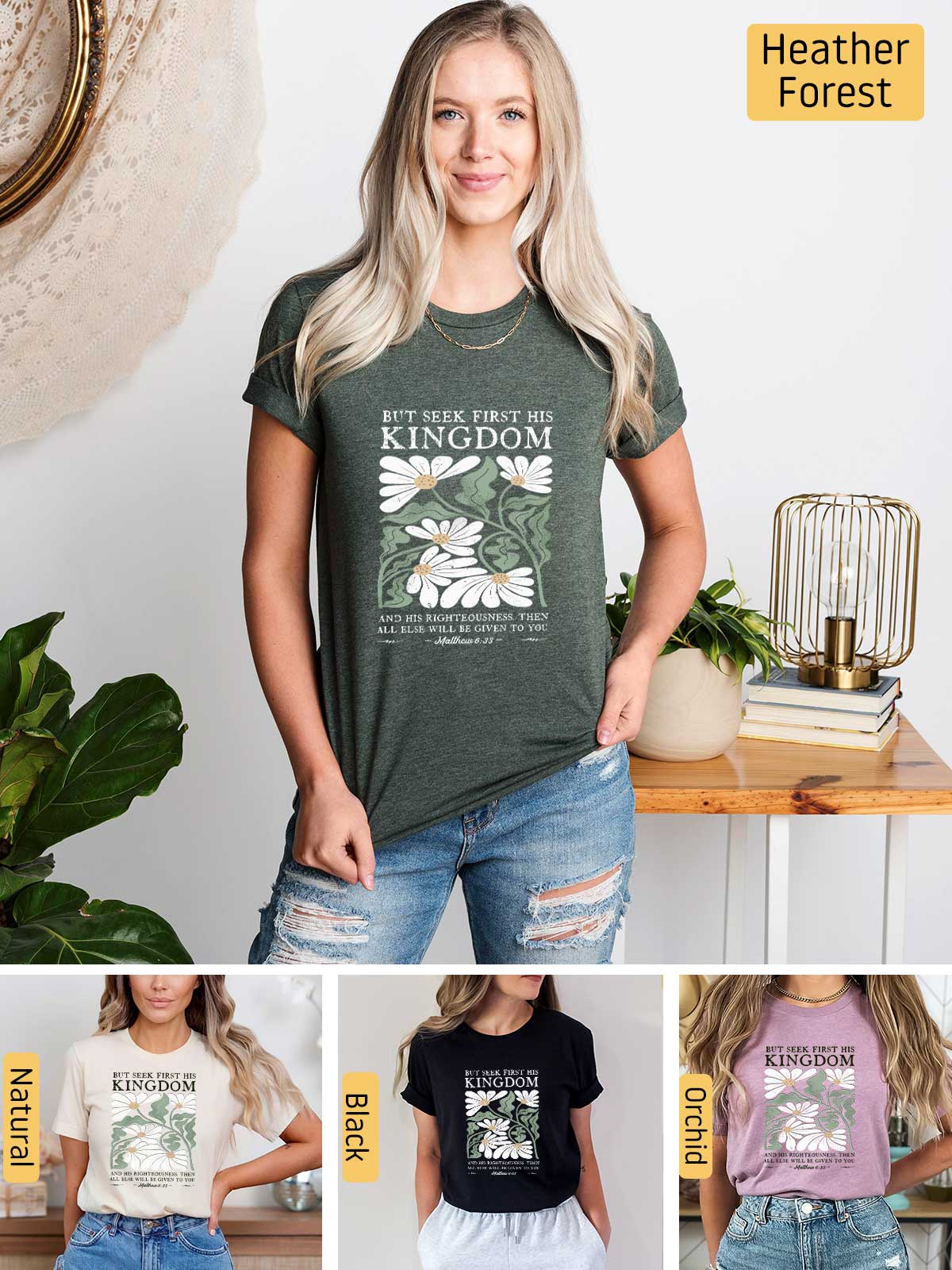 a collage of photos of a woman wearing a t - shirt