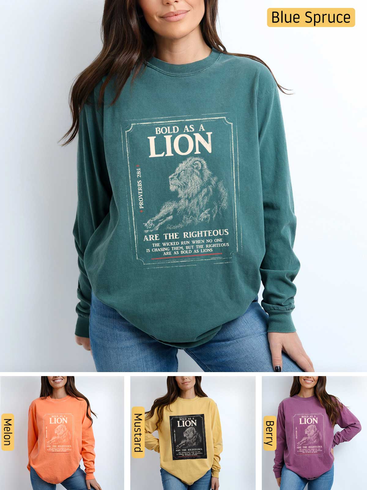 a woman wearing a sweatshirt with the lion on it