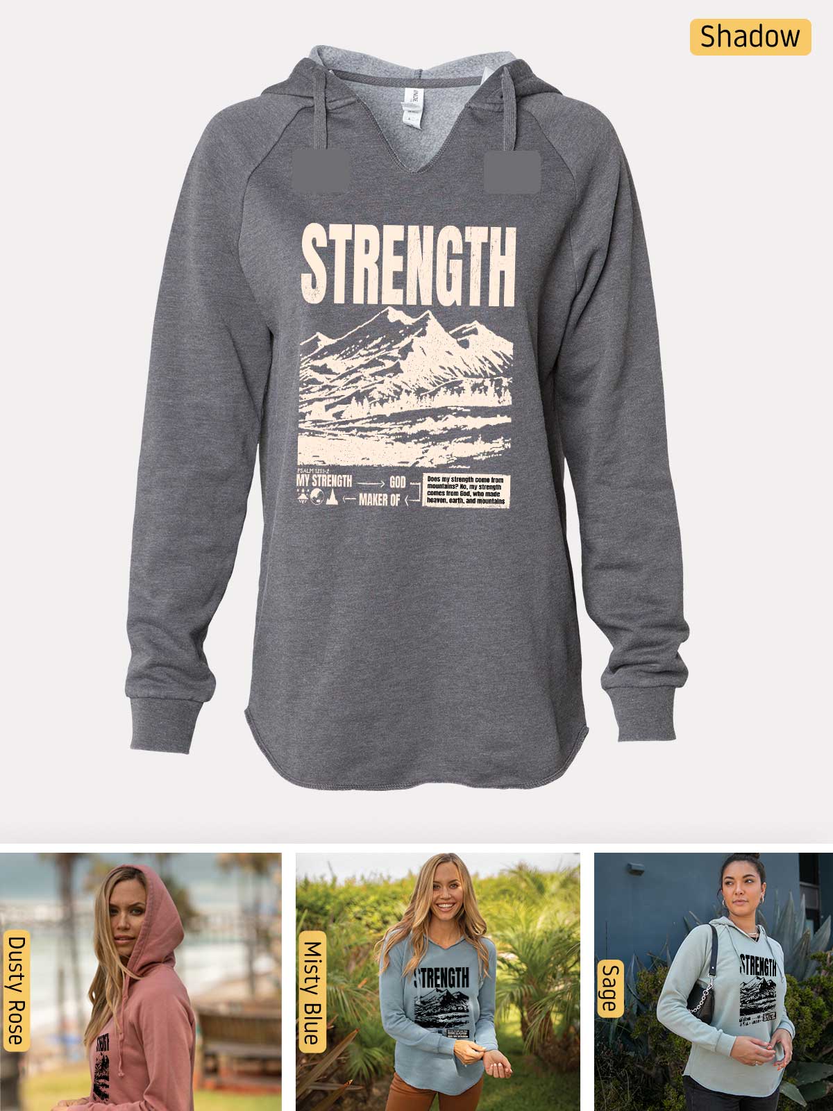 a women's sweatshirt with the words strength on it