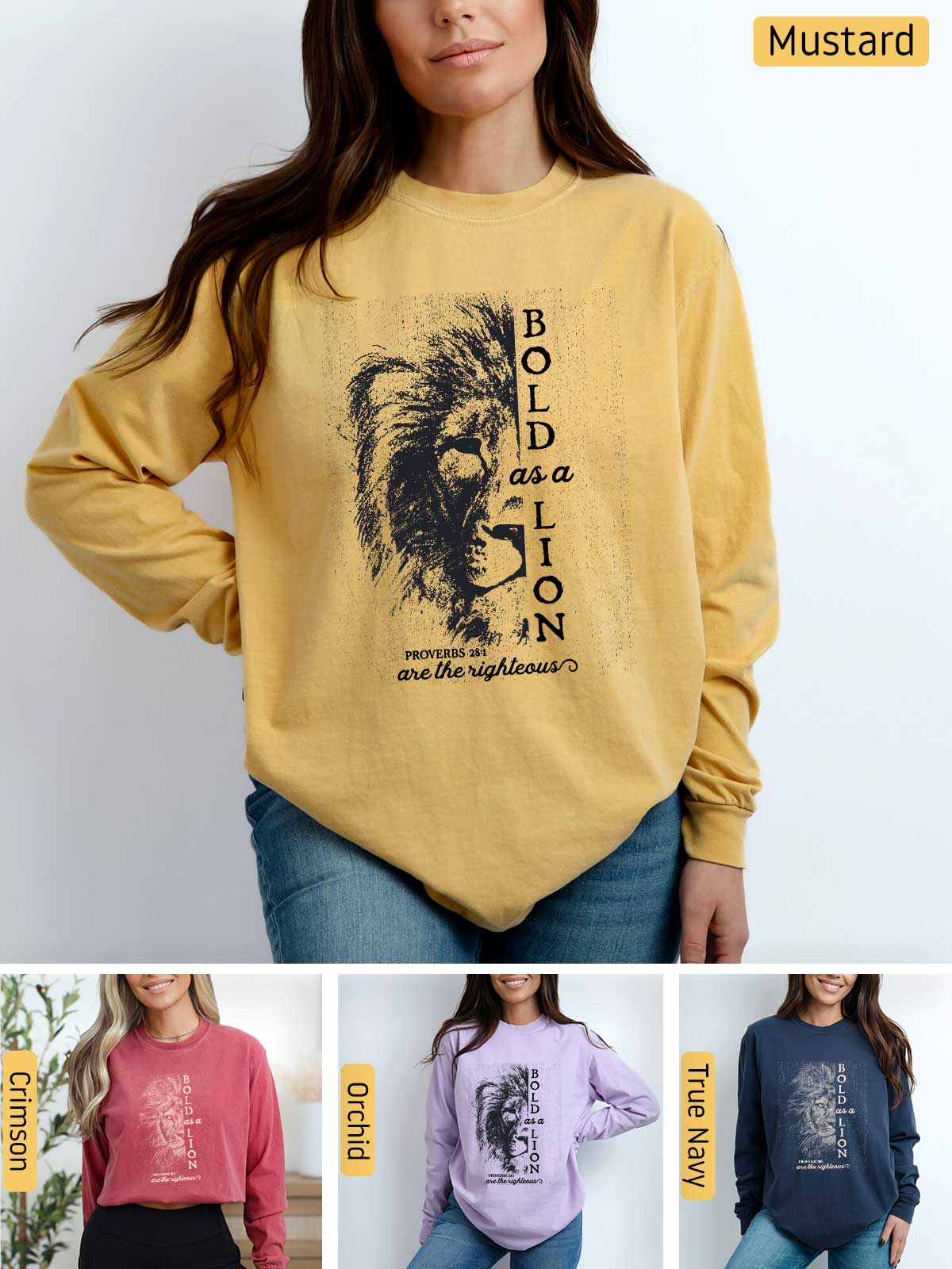 a woman wearing a sweatshirt with a lion on it