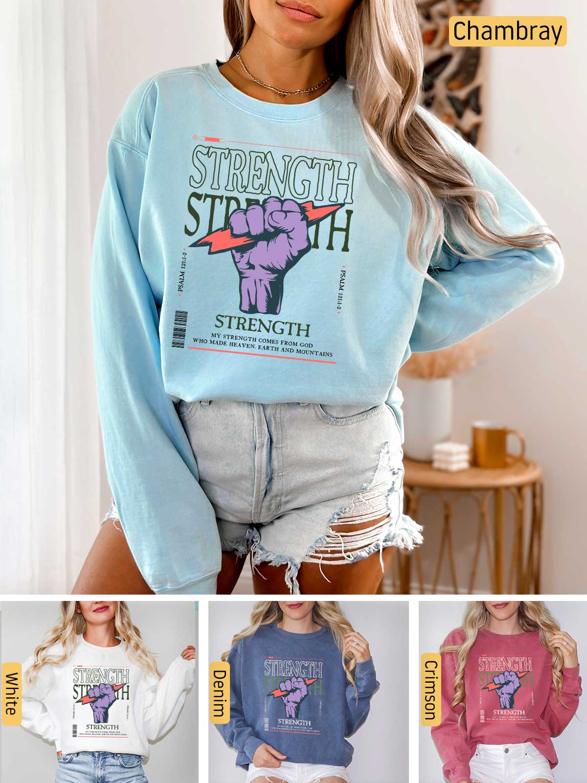 a collage of photos of a woman wearing a sweatshirt