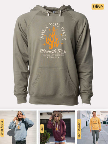 Walk Through the Fire, Firefighter - Isaiah 43:2-3 - Lightweight, Unisex, Slim-Fit, Terry Loopback Hoodie