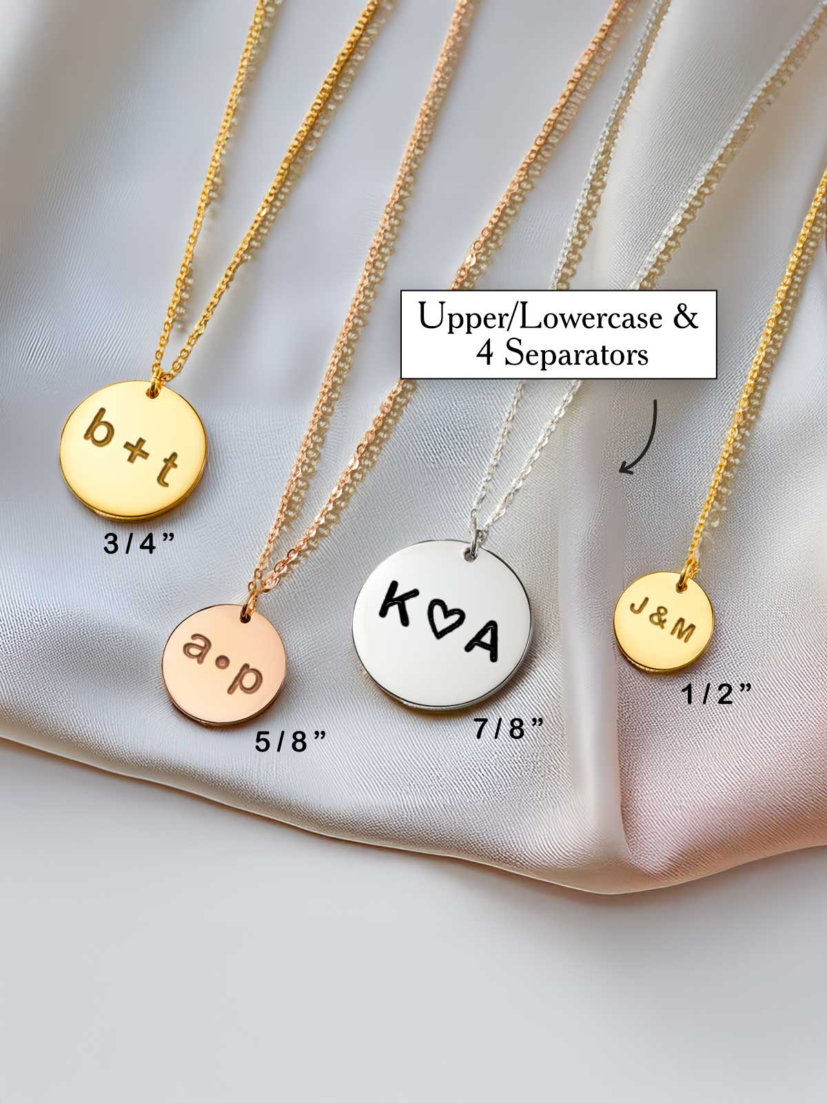 three different necklaces with names on them