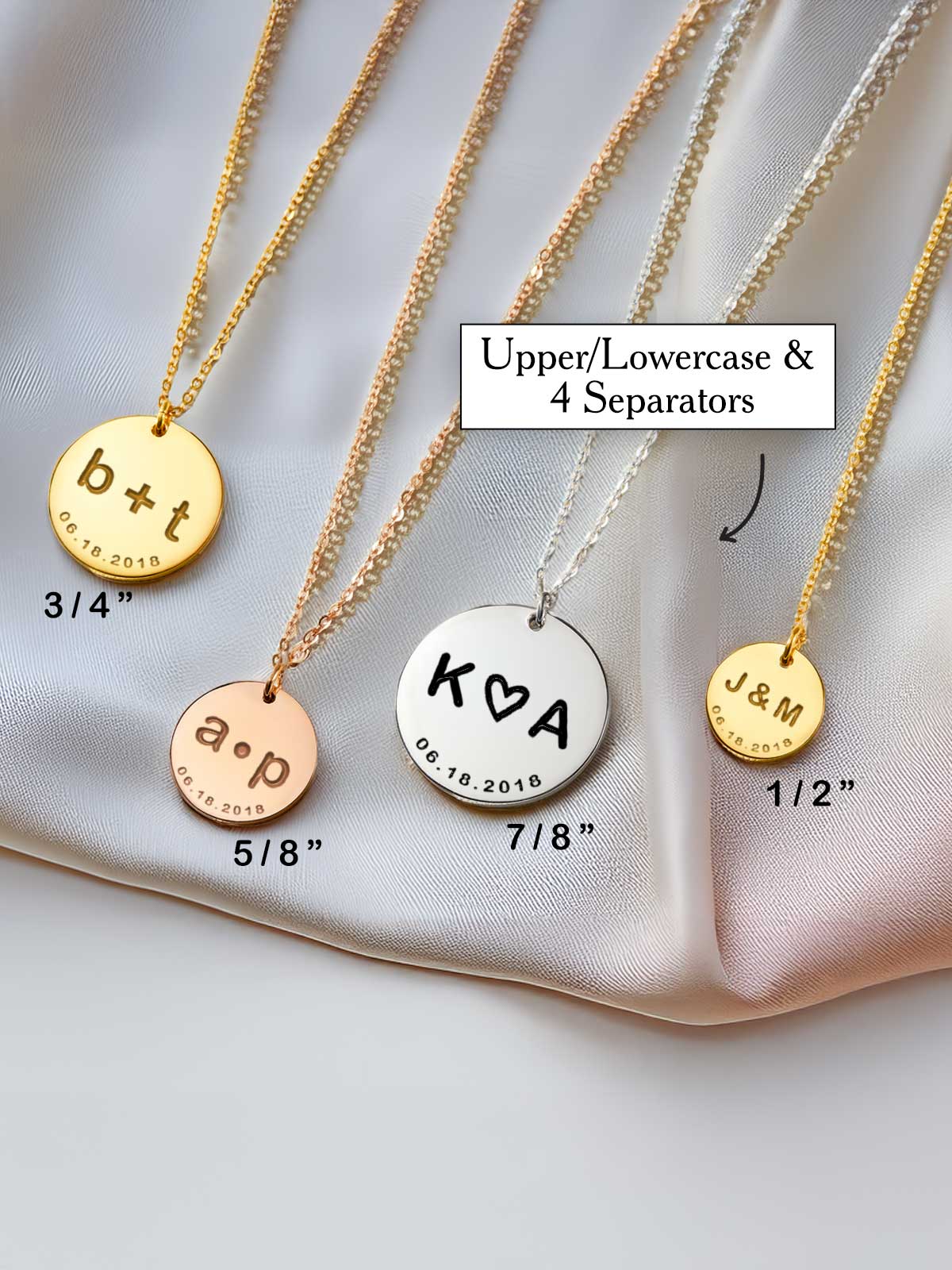 three different necklaces with names on them