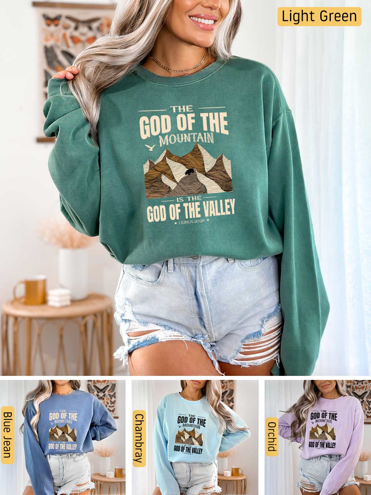 a collage of photos of a woman wearing a sweatshirt and shorts