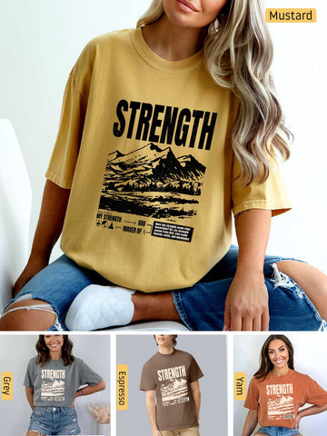 Strength, I Lift My Eyes to the Mountains - Psalm 121: 1-2 - Medium-weight, Unisex T-Shirt