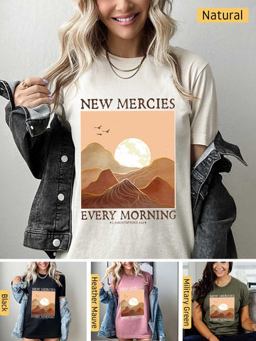 His Mercies are New Every Morning - Lamentations 3:22-23 - Lightweight, Unisex T-Shirt