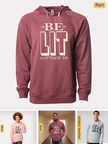 Be the Light - Matthew 5:14 - Lightweight, Unisex, Slim-Fit, Terry Loopback Hoodie