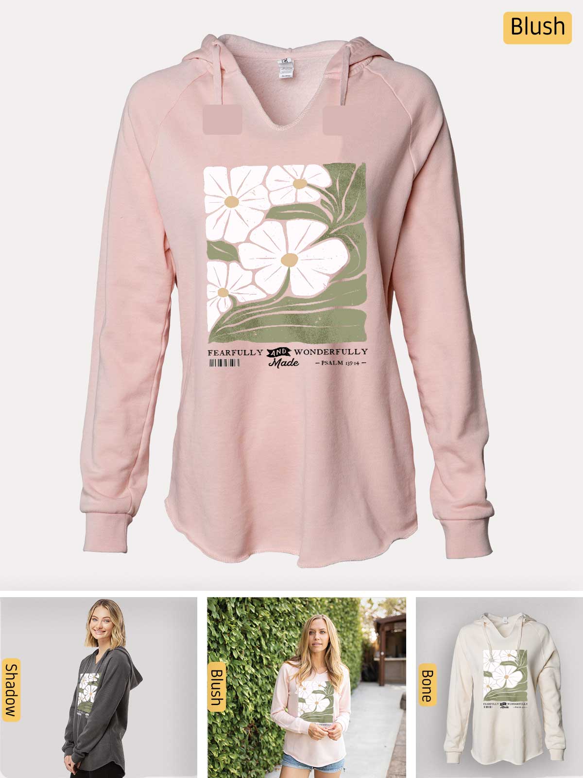 a women's hoodie with a picture of a flower on it