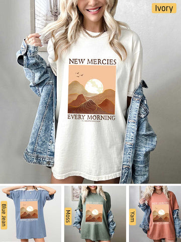 His Mercies are New Every Morning - Lamentations 3:22-23 - Medium-weight, Unisex T-Shirt