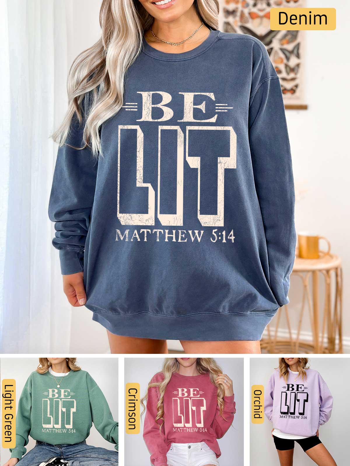 a woman wearing a sweatshirt with the words be out on it