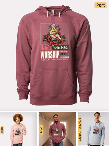 Made to Worship - Psalm 148:3 - Lightweight, Unisex, Slim-Fit, Terry Loopback Hoodie