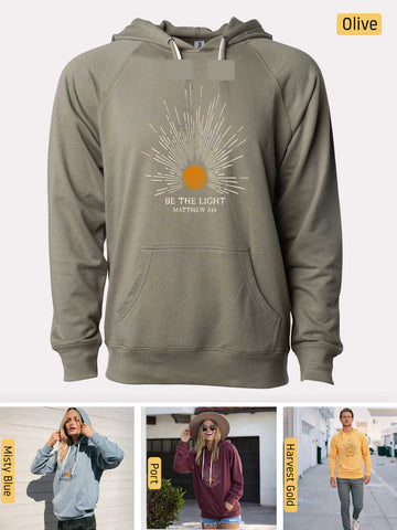 Be the Light - Matthew 5:14 - Lightweight, Unisex, Slim-Fit, Terry Loopback Hoodie