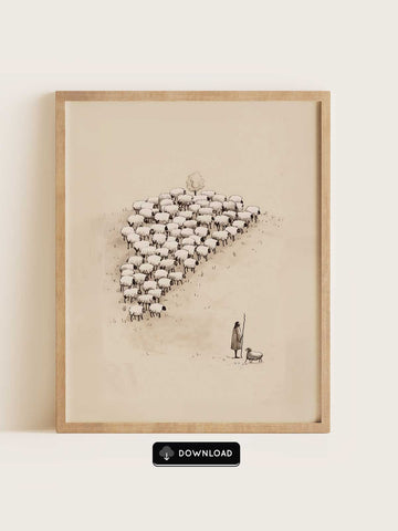 The Lost Sheep – Minimalist Illustration