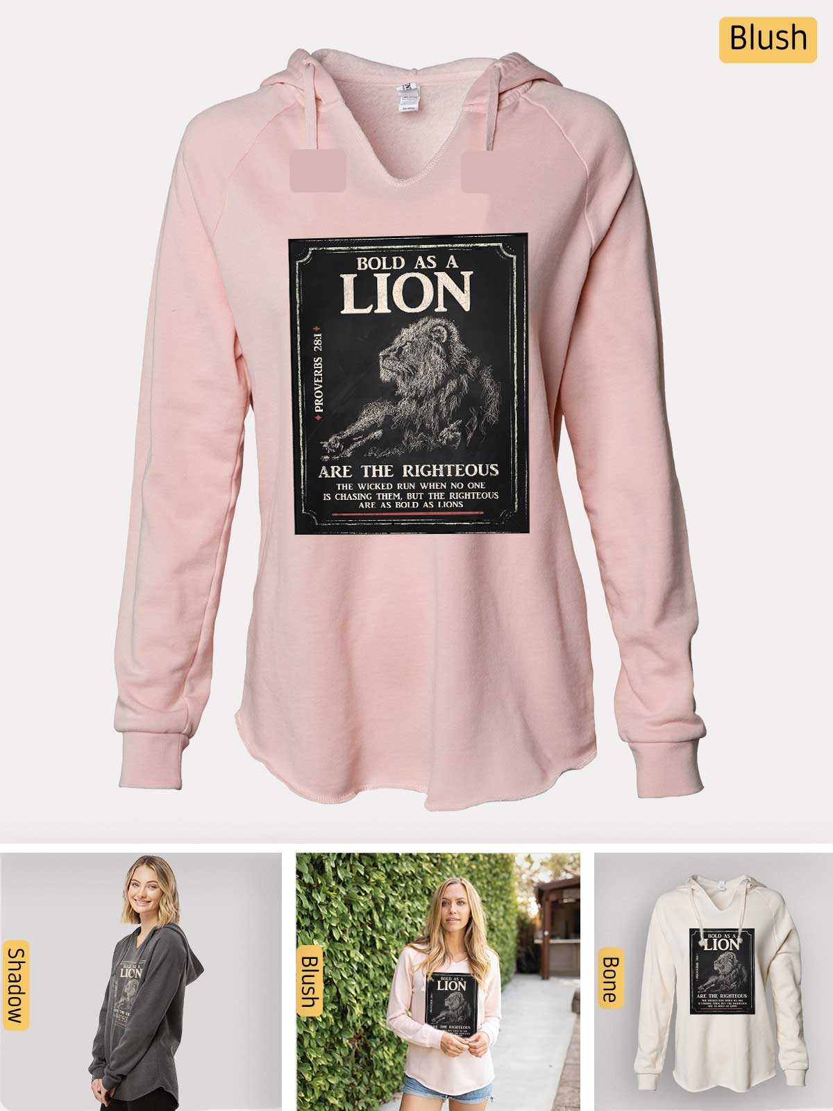 a pink sweatshirt with a lion on it