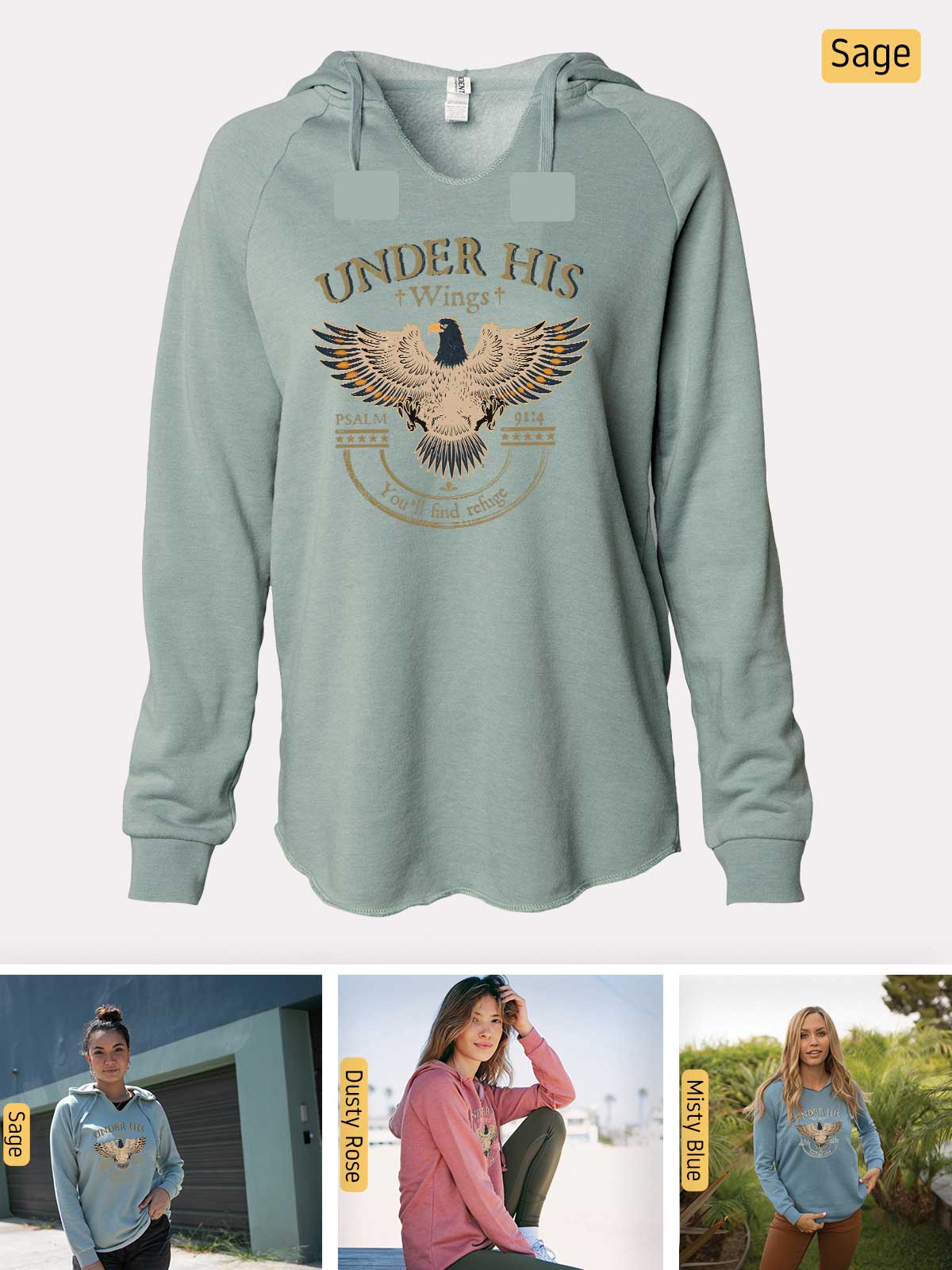 a women's sweatshirt with a picture of an eagle on it