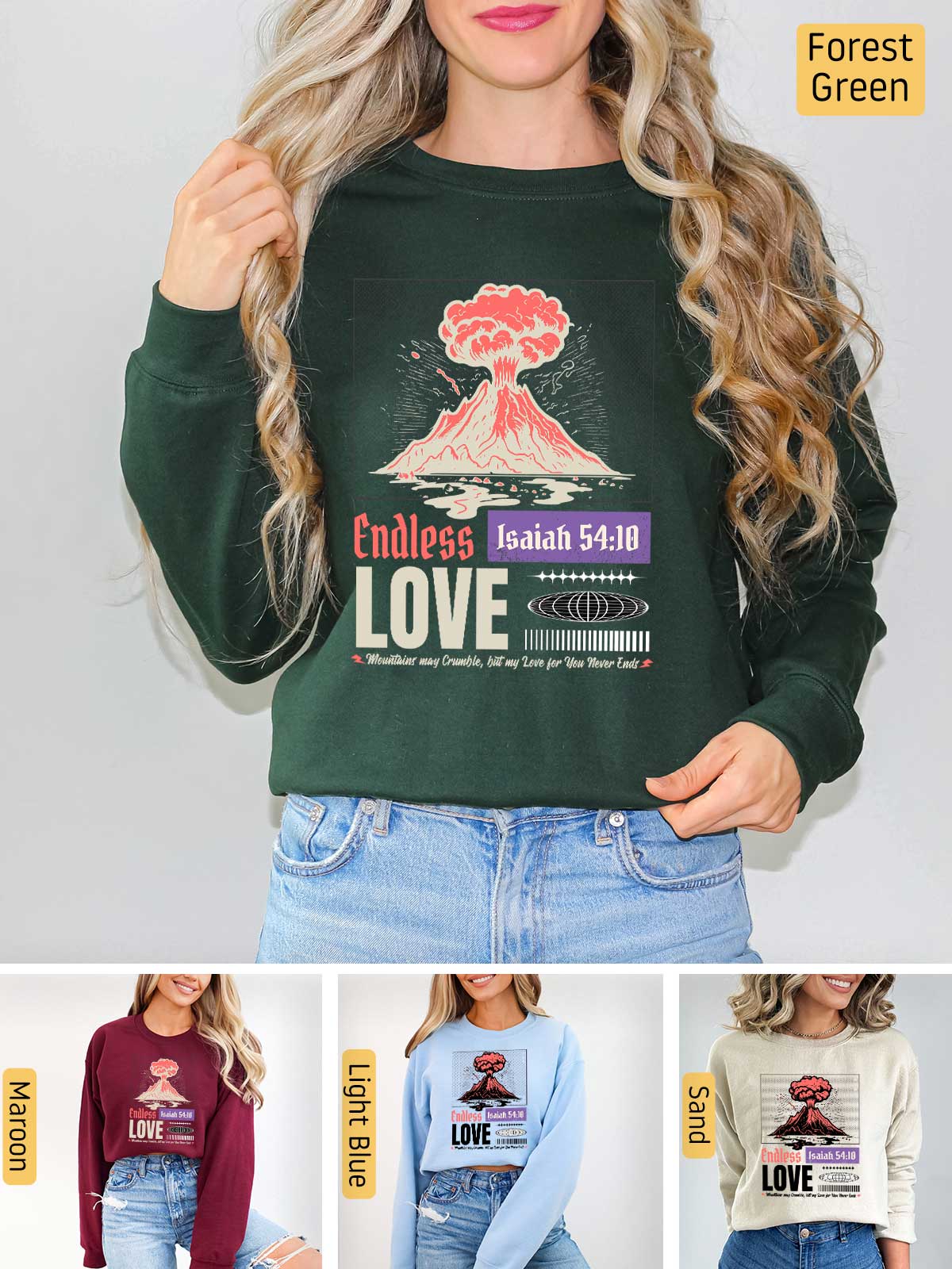 a woman wearing a sweatshirt with the words love on it