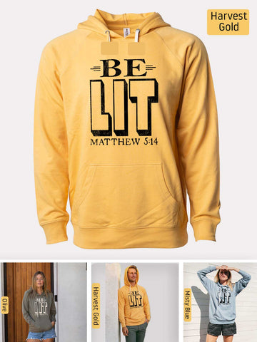 Be the Light - Matthew 5:14 - Lightweight, Unisex, Slim-Fit, Terry Loopback Hoodie