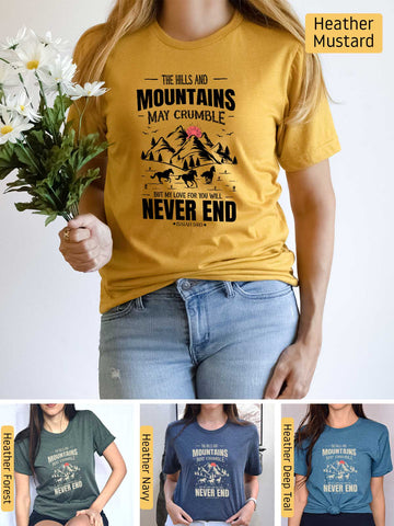 Mountains may Crumble, My Love Endures Forever - Isaiah 54:10 - Lightweight, Unisex T-Shirt